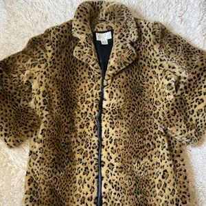 faux-fur leopard coat-Worthington